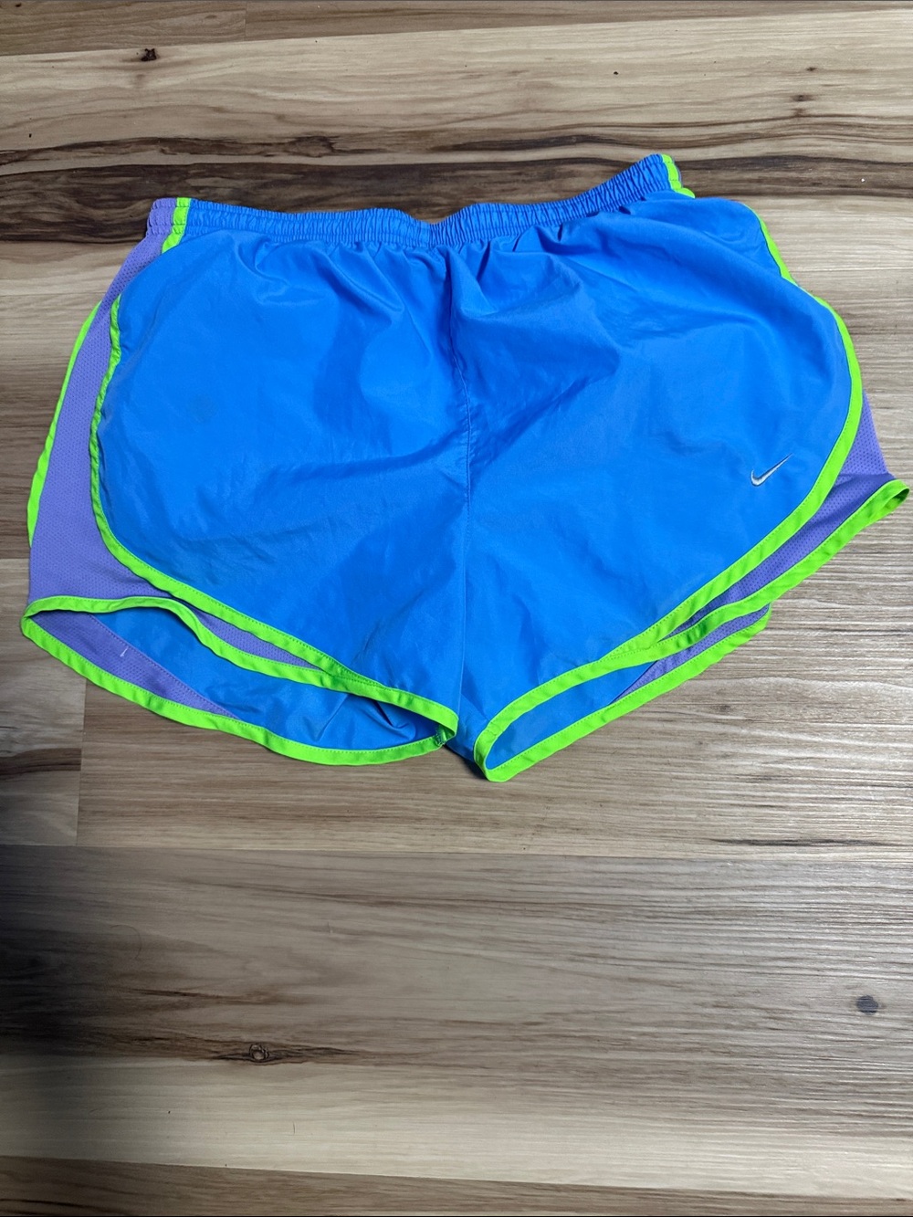 Nike Women’s Bright Blue Running Shorts with Neon Green Trim